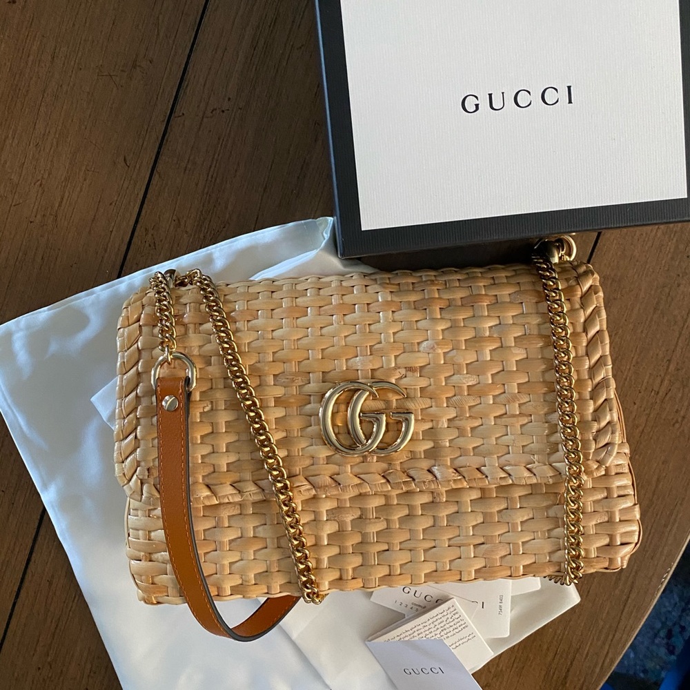 Gucci Wicker Shoulder Bag Natural NWT